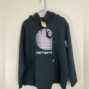 Carhartt  Womens Logo Graphic Black Hoodie Sweatshirt Rain Defender 3X (24W-26W)
